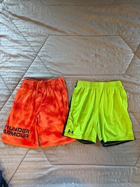 Under Armour Neon Orange & Neon Yellow Athletic Shorts Set